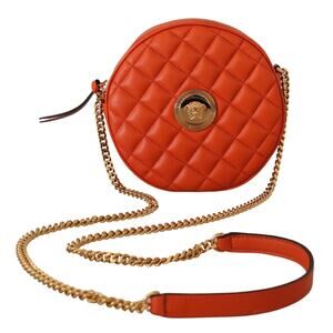 Versace Red Nappa Leather Medusa Round Crossbody Bag Red Designer Luxury